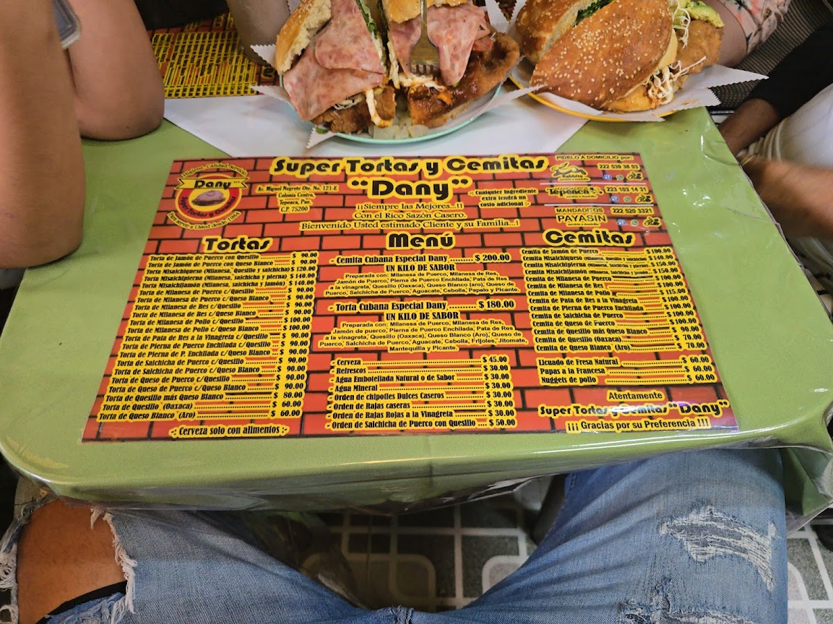 Super tortas Y Cemitas Dany Menu - Image 1