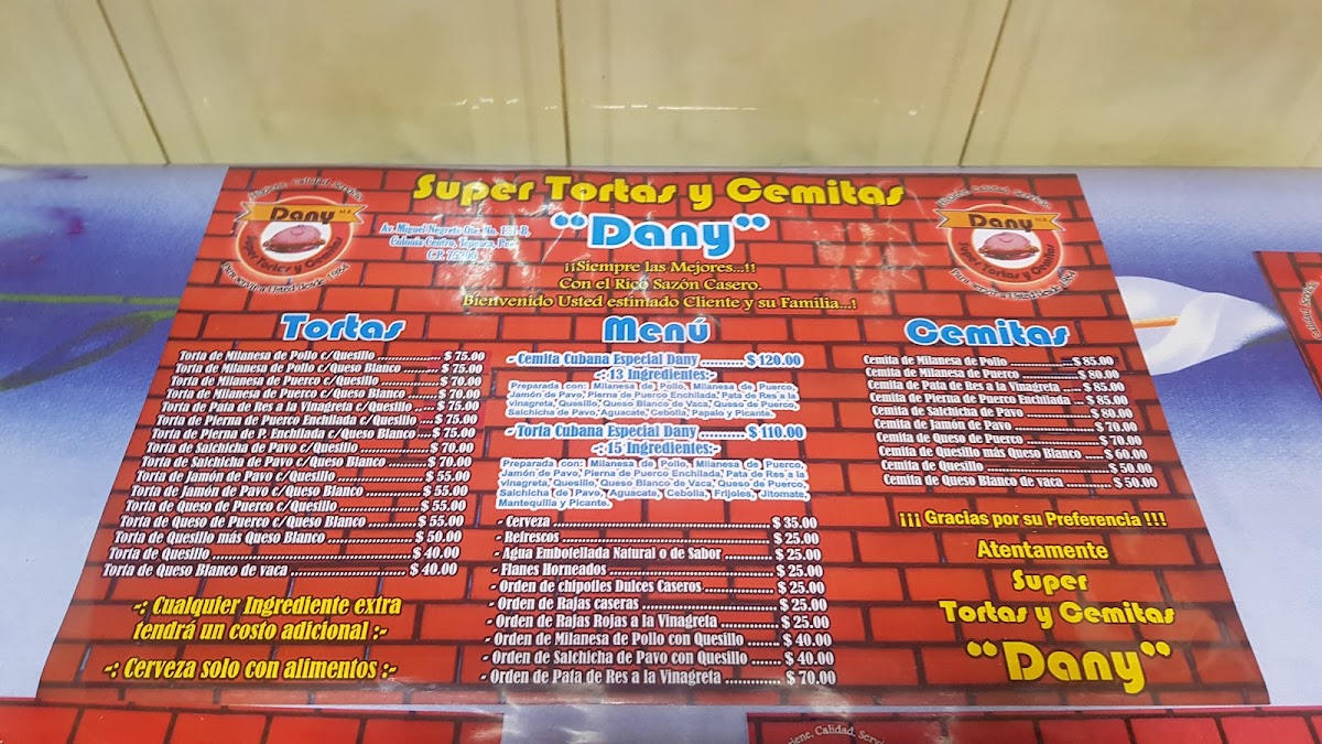 Super tortas Y Cemitas Dany Menu - Image 2