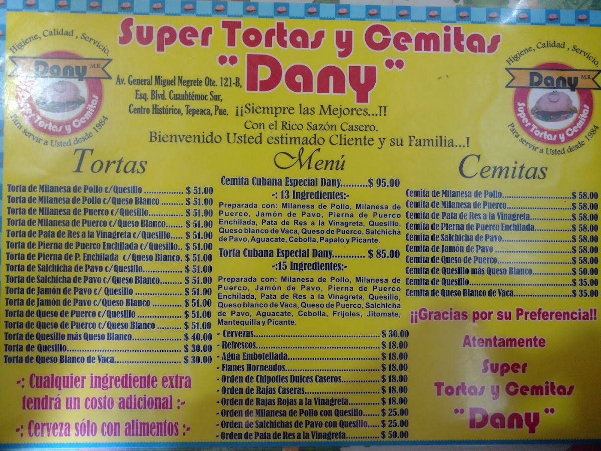 Super tortas Y Cemitas Dany Menu - Image 3
